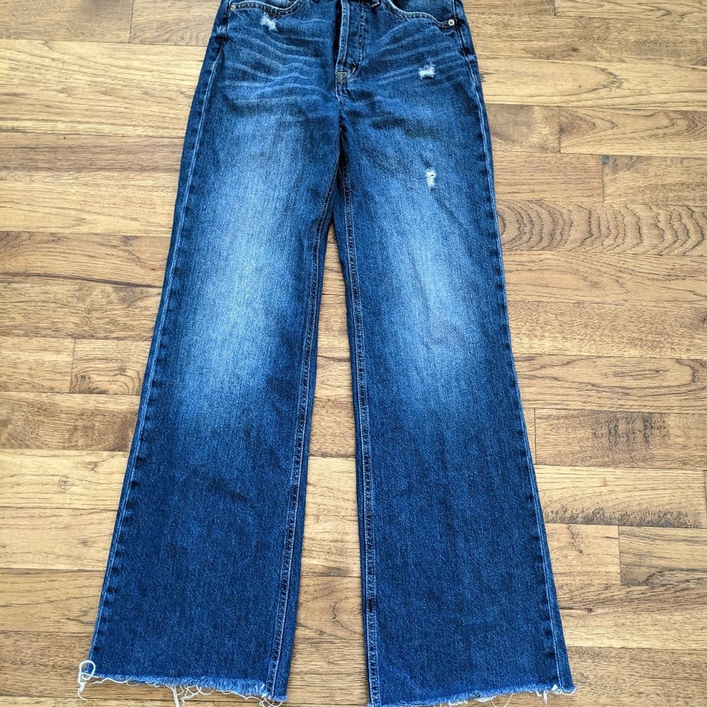 Aero High Rise Wide Leg Distressed Jeans Size 28